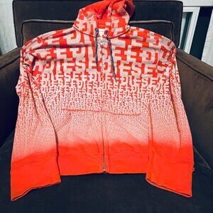 Very Rare Ombre Orange White DIESEL logo XXL Cotton Hoodie RN 93243 Xtra Large